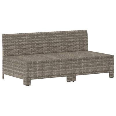 vidaXL 2-Seater Garden Sofa with Cushions Grey Poly Rattan