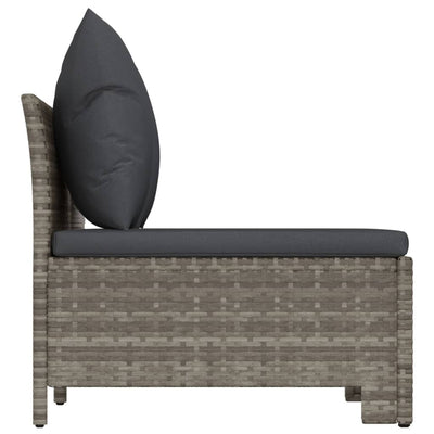 vidaXL 2-Seater Garden Sofa with Cushions Grey Poly Rattan
