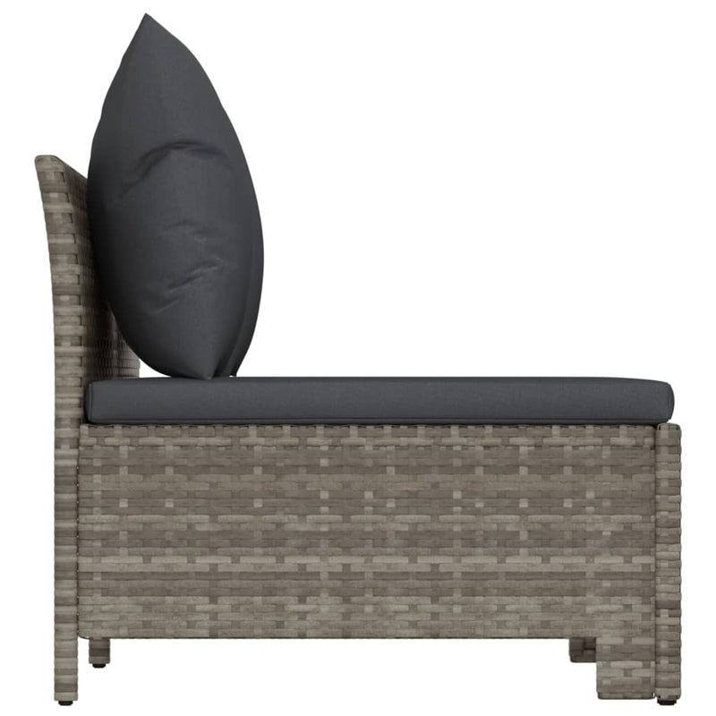 vidaXL 2-Seater Garden Sofa with Cushions Grey Poly Rattan