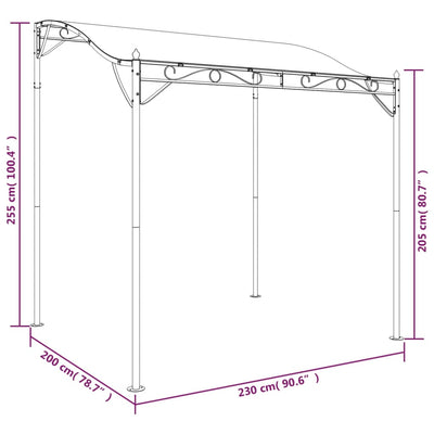 vidaXL Canopy Anthracite 2x2.3 m 180 g/m² Fabric and Steel