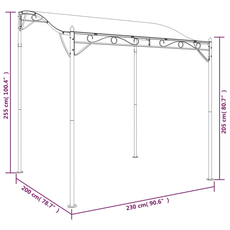 vidaXL Canopy Anthracite 2x2.3 m 180 g/m² Fabric and Steel