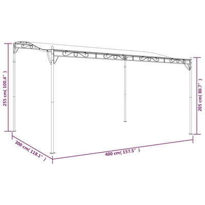 vidaXL Canopy Anthracite 2x2.3 m 180 g/m² Fabric and Steel