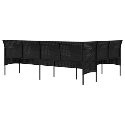 vidaXL L-shaped Garden Sofa with Cushions Black Poly Rattan