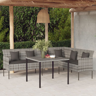 vidaXL 2 Piece Garden Dining Set with Cushions Black Poly Rattan