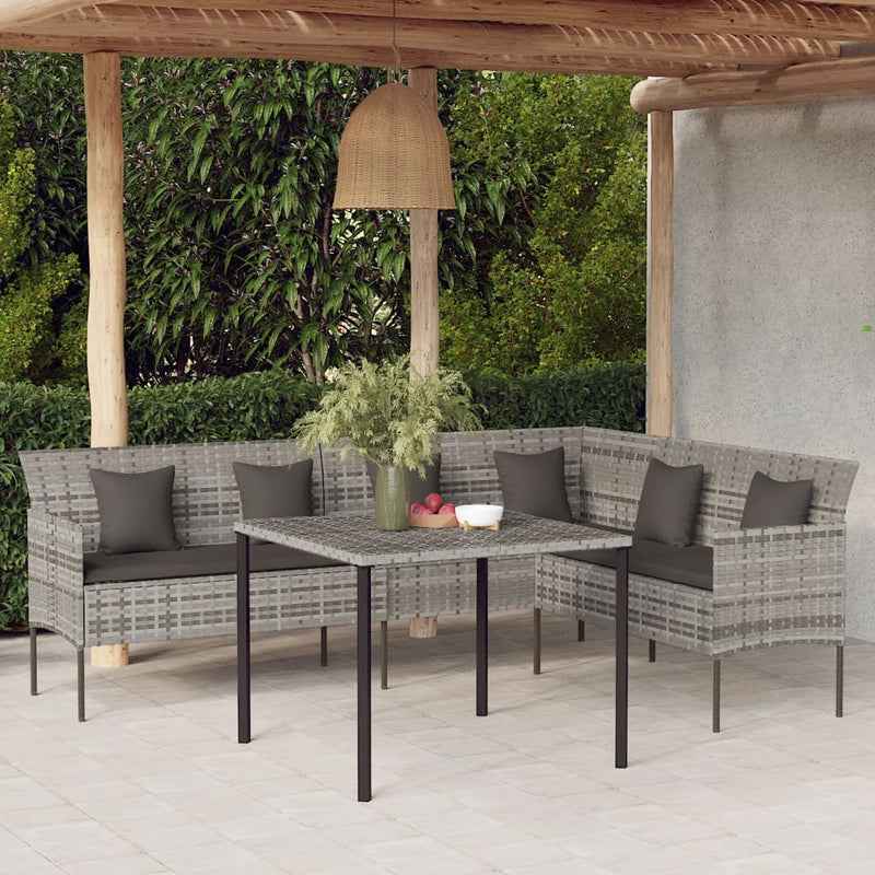 vidaXL 2 Piece Garden Dining Set with Cushions Black Poly Rattan
