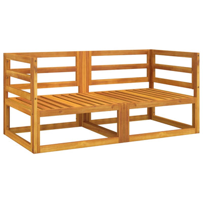 vidaXL Sectional Corner Sofas 2 pcs with Green Cushions Solid Wood Acacia