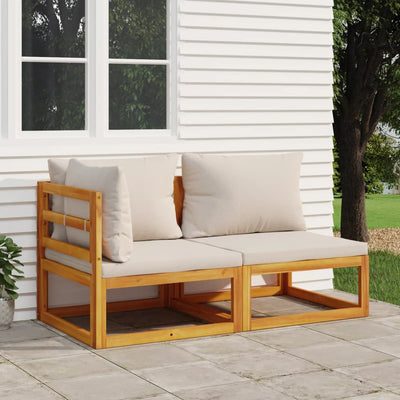 vidaXL 2 Piece Garden Sofa Set with Cushions Solid Wood Acacia