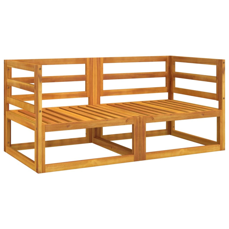 vidaXL Sectional Corner Sofas 2 pcs with Green Cushions Solid Wood Acacia