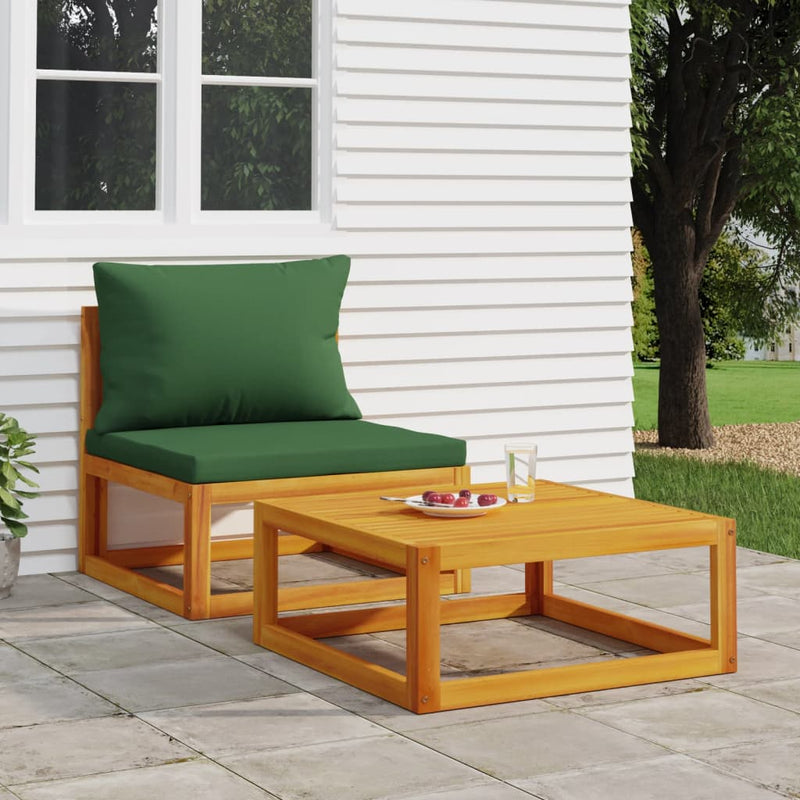 vidaXL 2 Piece Garden Sofa Set with Cushions Solid Wood Acacia