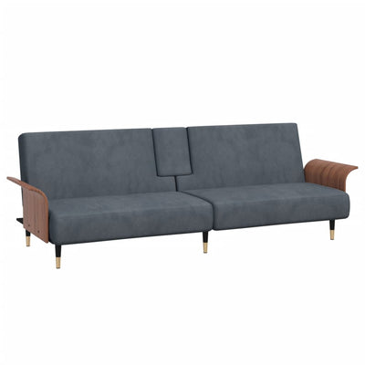 vidaXL Sofa Bed with Cup Holders Black Velvet