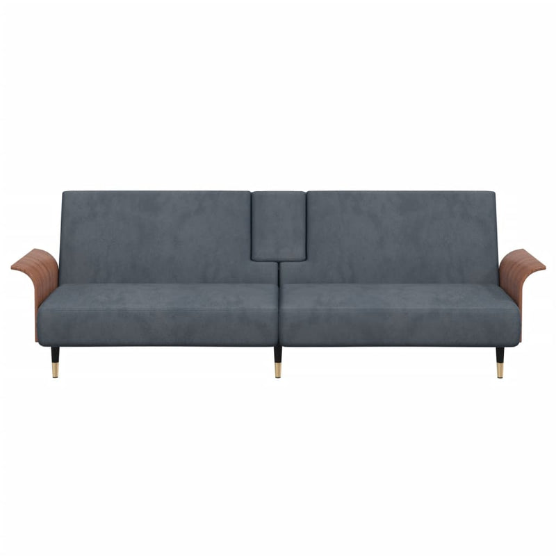 vidaXL Sofa Bed with Cup Holders Black Velvet