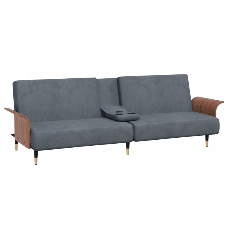 vidaXL Sofa Bed with Cup Holders Black Velvet