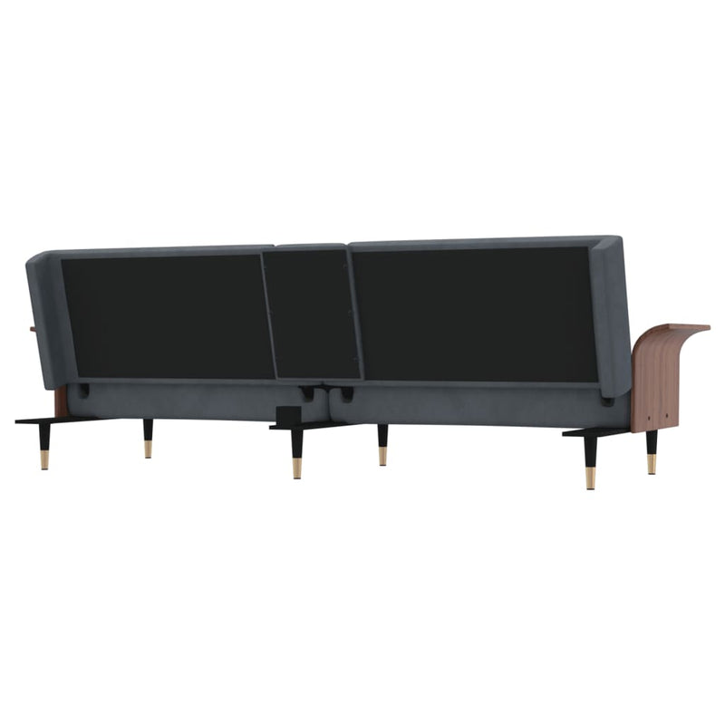 vidaXL Sofa Bed with Cup Holders Black Velvet