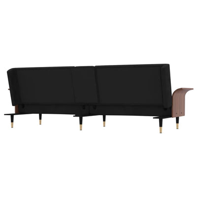 vidaXL Sofa Bed with Cup Holders Black Velvet