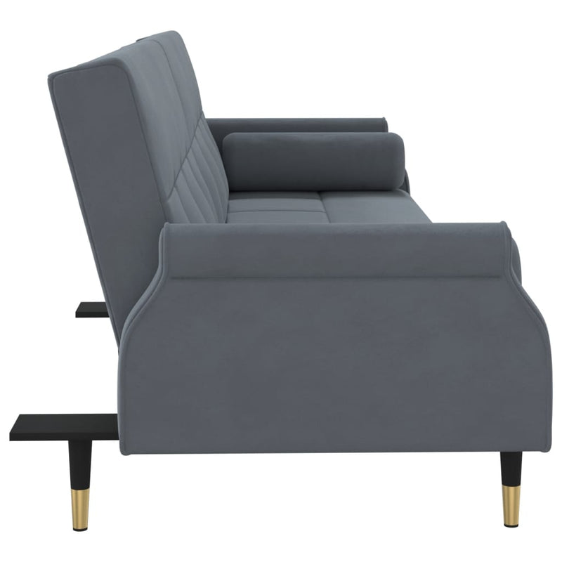 vidaXL Sofa Bed with Cushions Black Velvet