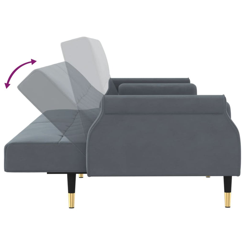 vidaXL Sofa Bed with Cushions Black Velvet