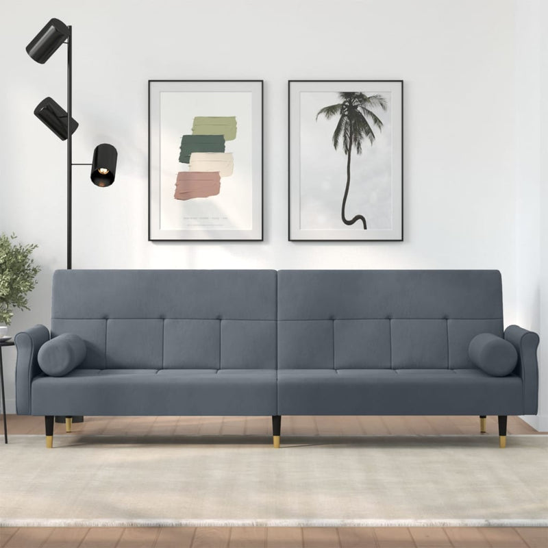 vidaXL Sofa Bed with Cushions Black Velvet