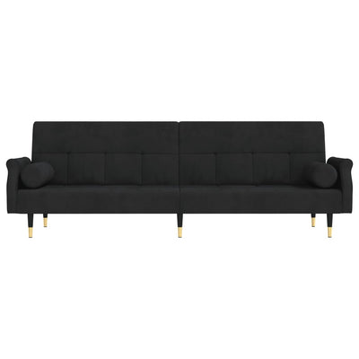vidaXL Sofa Bed with Cushions Black Velvet