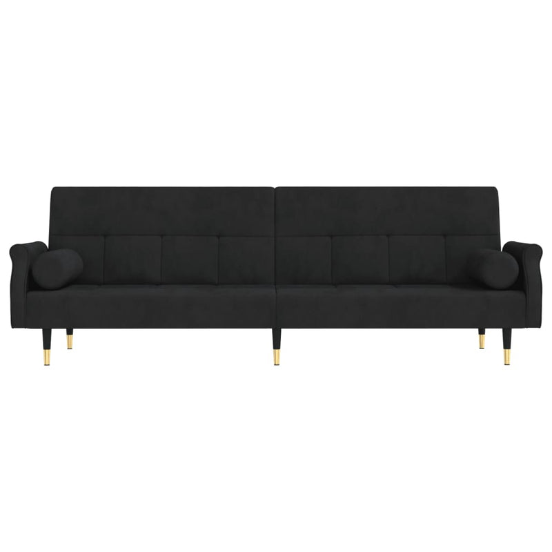 vidaXL Sofa Bed with Cushions Black Velvet