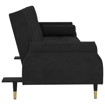 vidaXL Sofa Bed with Cushions Black Velvet