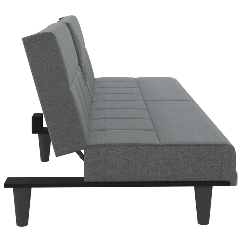 vidaXL Sofa Bed with Cup Holders Black Fabric