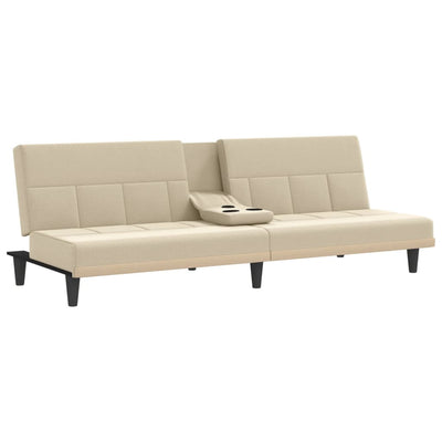 vidaXL Sofa Bed with Cup Holders Black Fabric