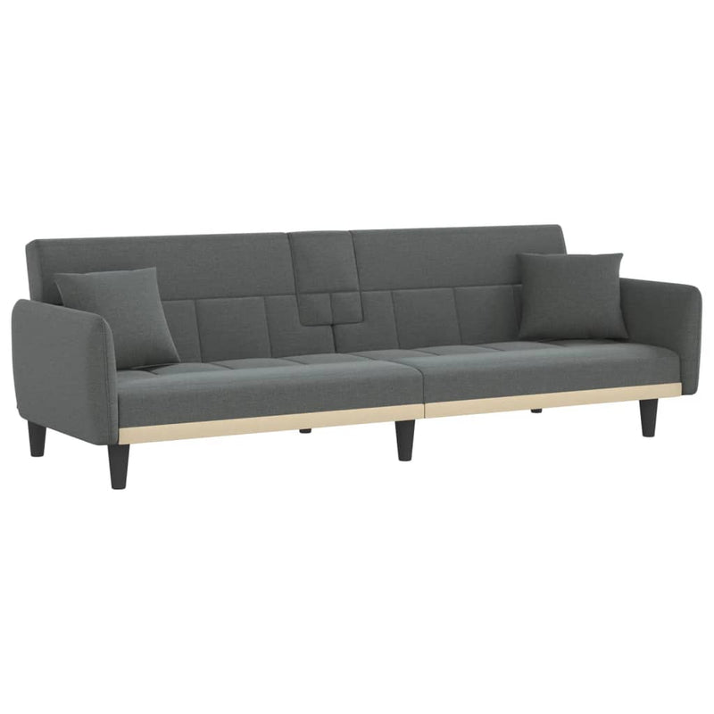 vidaXL Sofa Bed with Cup Holders Black Fabric