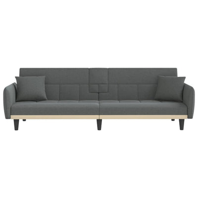 vidaXL Sofa Bed with Cup Holders Black Fabric