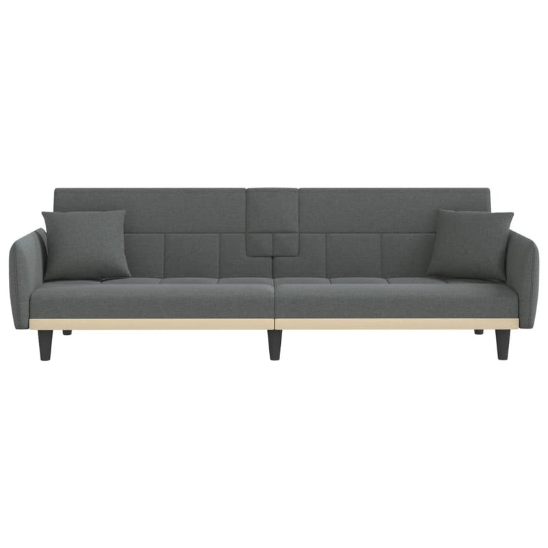 vidaXL Sofa Bed with Cup Holders Black Fabric