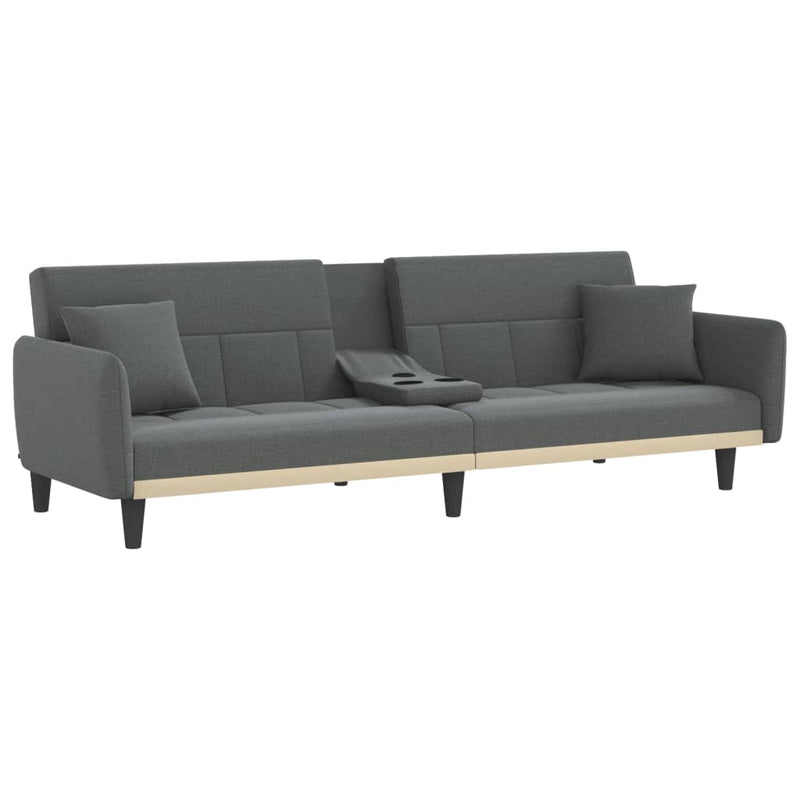 vidaXL Sofa Bed with Cup Holders Black Fabric
