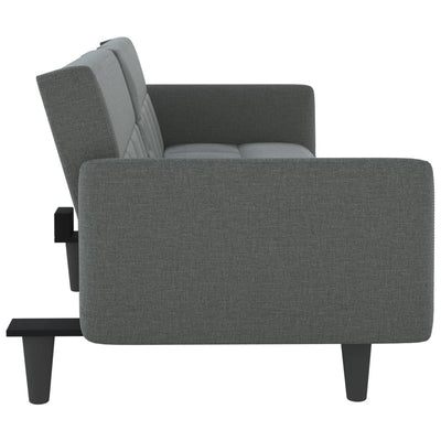 vidaXL Sofa Bed with Cup Holders Black Fabric