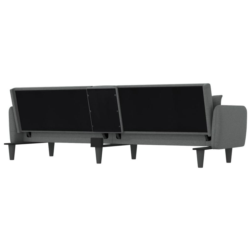 vidaXL Sofa Bed with Cup Holders Black Fabric