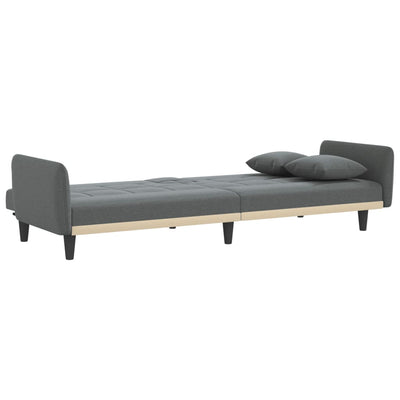 vidaXL Sofa Bed with Cup Holders Black Fabric