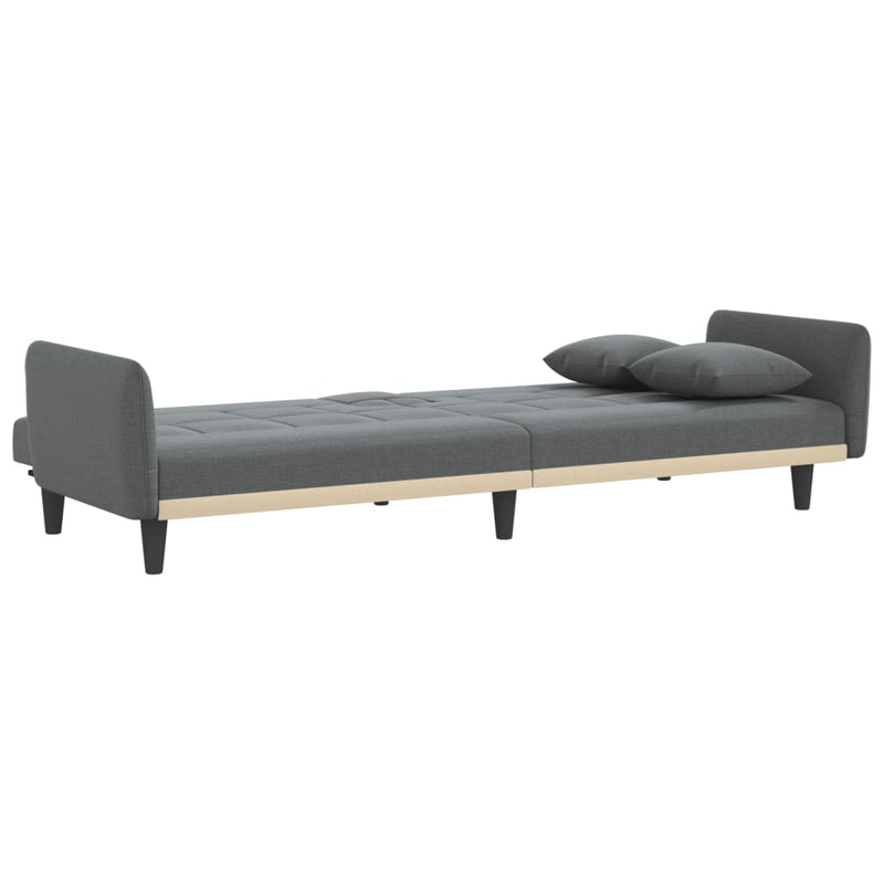 vidaXL Sofa Bed with Cup Holders Black Fabric