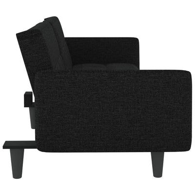 vidaXL Sofa Bed with Cup Holders Black Fabric