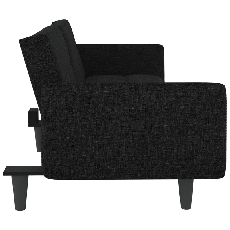 vidaXL Sofa Bed with Cup Holders Black Fabric