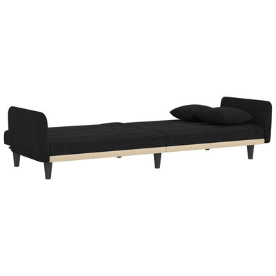 vidaXL Sofa Bed with Cup Holders Black Fabric