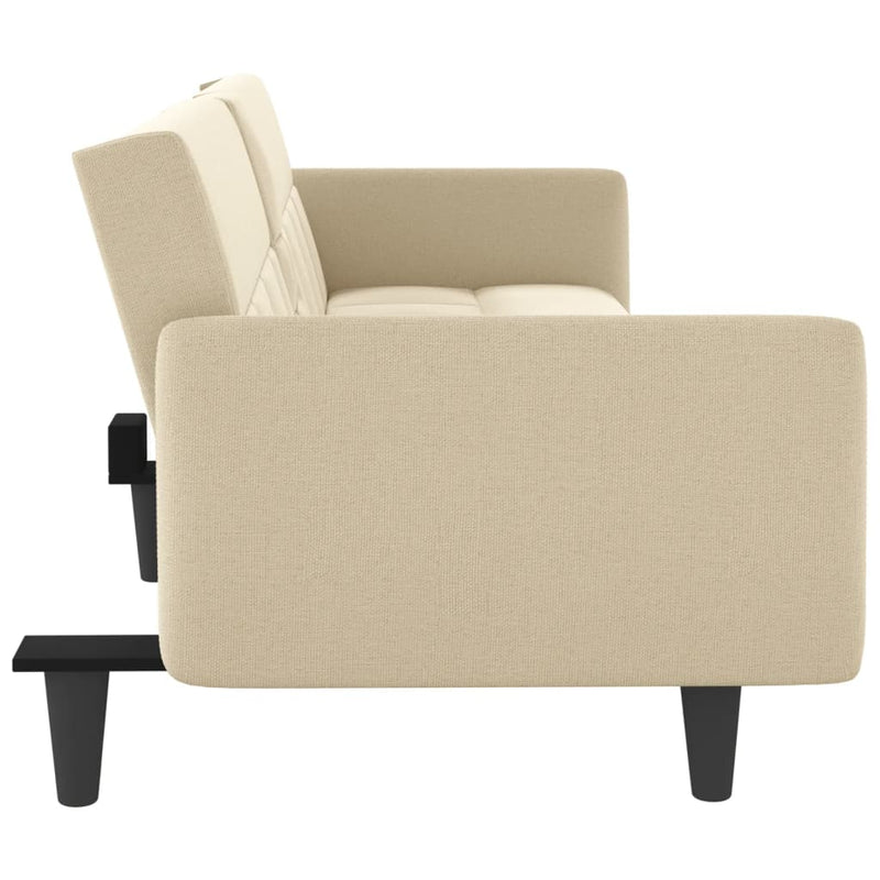 vidaXL Sofa Bed with Cup Holders Black Fabric