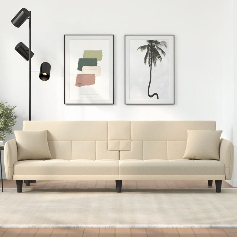 vidaXL Sofa Bed with Cup Holders Black Fabric