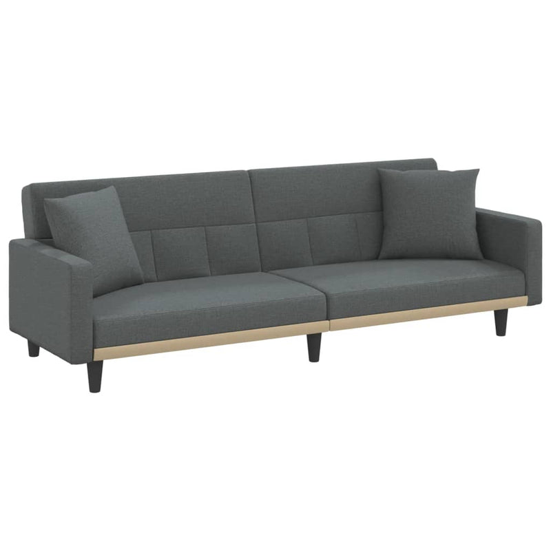 vidaXL Sofa Bed with Cushions Black Fabric