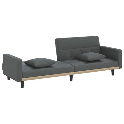 vidaXL Sofa Bed with Cushions Black Fabric