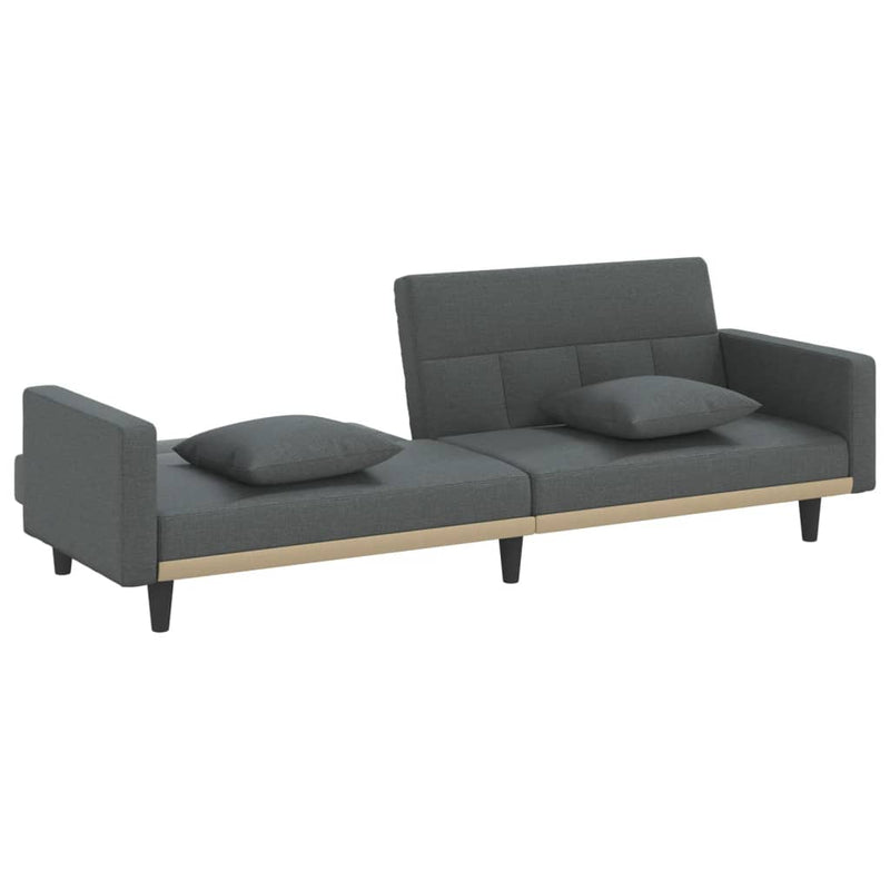 vidaXL Sofa Bed with Cushions Black Fabric