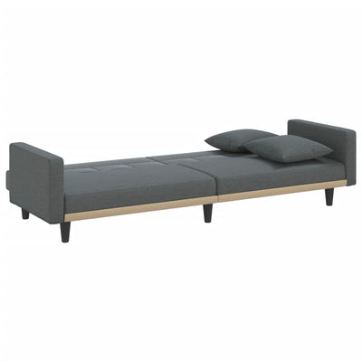 vidaXL Sofa Bed with Cushions Black Fabric
