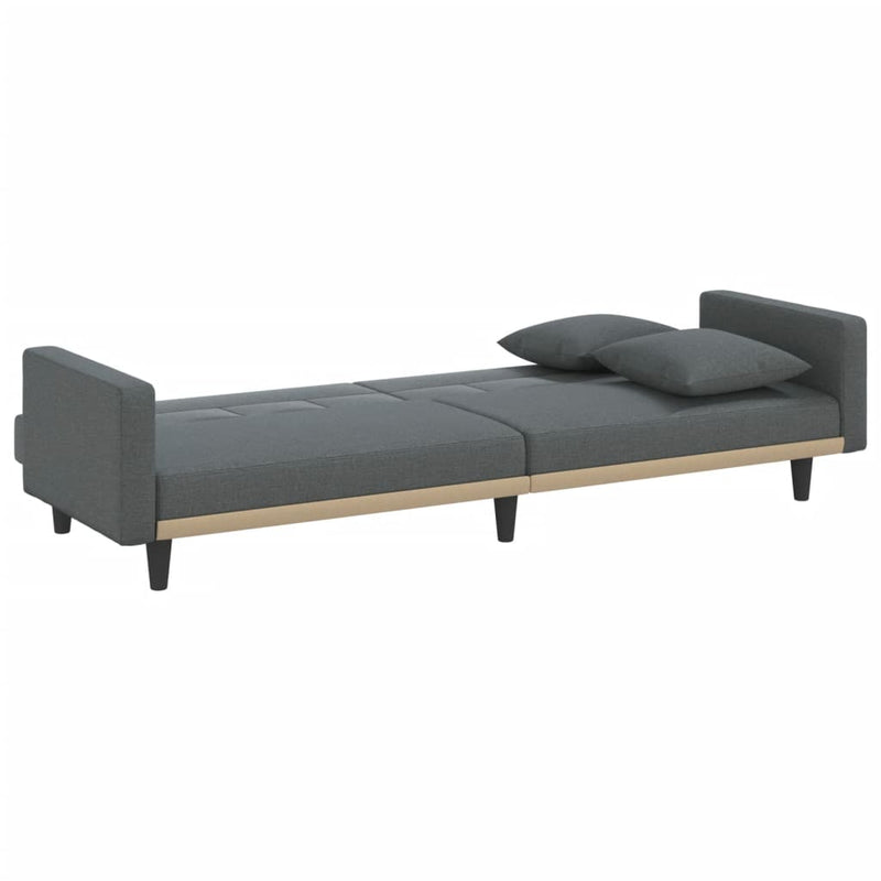 vidaXL Sofa Bed with Cushions Black Fabric