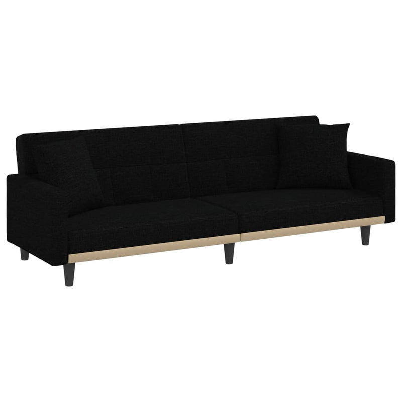 vidaXL Sofa Bed with Cushions Black Fabric