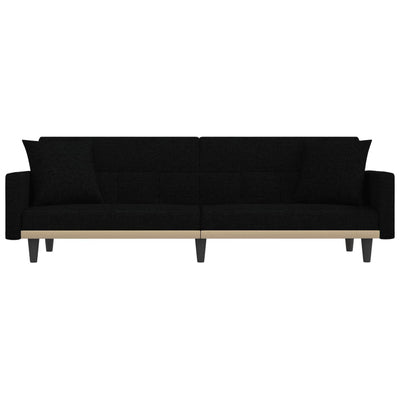 vidaXL Sofa Bed with Cushions Black Fabric