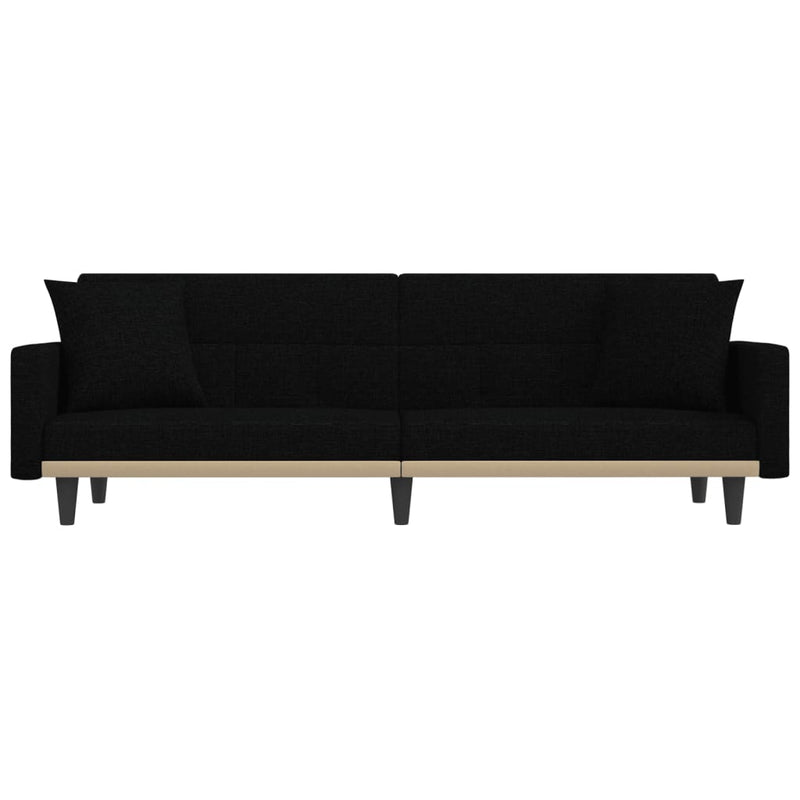 vidaXL Sofa Bed with Cushions Black Fabric