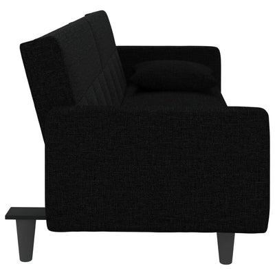 vidaXL Sofa Bed with Cushions Black Fabric