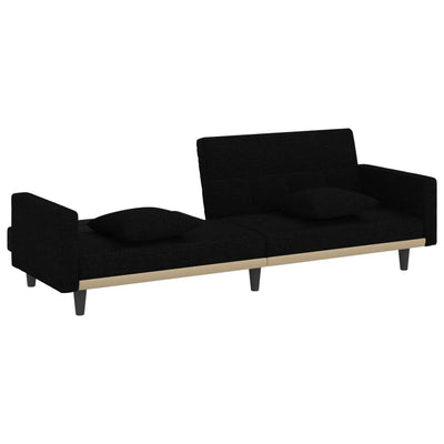 vidaXL Sofa Bed with Cushions Black Fabric