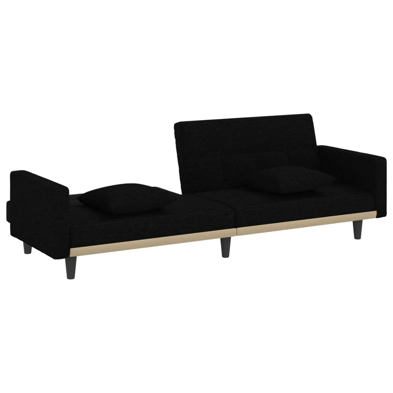 vidaXL Sofa Bed with Cushions Black Fabric